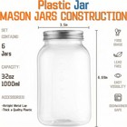 32 Oz Clear Plastic Jars With Lids  6 Pack Large Plastic Jars With Lids 32oz