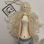 G  Mermaid Coastal Christmas Ornament Beach Cottage Decor Hanging Raffia Striped