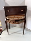 Antique Sewing Cabinet Side Table Swinging Thread Drawer