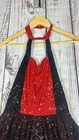 Girls Dance Costume Dress Size 10-12 Red Black Jazz Sequin Halter Performance
