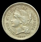 1865 3cn Three Cent Nickel- Choice Au- Smh1100
