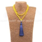 Yellow Agate Gems Tibet Buddhist 108 Prayer Beads Mala Necklace Meditation Bless