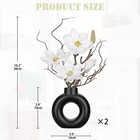 2pcs Magnolia Artificial Flowers With Black Vase White Magnolia Floral Arrang   
