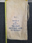Vintage No  1 Canvas Money Coin Bag First National Bank Of Cincinnati Ohio