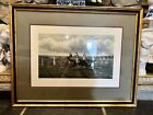 Mcqueens Steeple Chasings Horse Race Jockey Equestrian Colored Engraving Framed