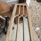 Antique Salvaged Rectangular Wood And Glass Window With Geometric Panes  Brown