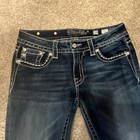 Miss Me Bootcut Jeans Blue Embroidered Rhinestone Medium Wash 5-pocket Denim
