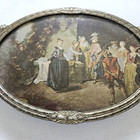 Vntg Oval Footed Vanity Dresser Perfume Tray Courting Scene Model C451 8 5 