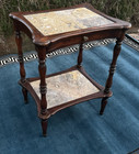 Rare Theodore Alexander French Style Marble Tiers Mahogany Table