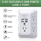 Surge Protector Wall Tap 5 Outlet Extender 4 Usb Ports Multi Plug Adapter 1680j