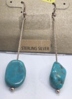 Signed Barse 925 Sterling Silver Chunky Arizona Turquoise Dangle Earrings - Nwt