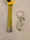 Coach Signature Patchwork Pink Green Enamel Daisy Flower Key Ring bag Charm