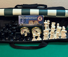 House Of Staunton Weighted Chess Set  Chess Clock  Vinyl Board   Carrying  Bag