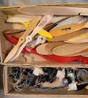 Vintage Rc Model Airplane Parts Lot  3 Engines  Propellers Wood nylon  Misc Part