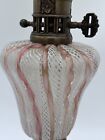 Vintage Latticino Murano Glass Pink   Aventurine Spiral Design Lamp
