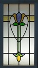 Large Floral Old English Leaded Stained Glass Window 16 5  X 30 5 