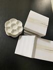 Two Pc - 7 Well Flower Palette Art Artist Porcelain Watercolor Acrylic Oil New