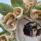 Fancy Frames United Design Heart Rose Picture Frame 1992 Resin Pearl Border