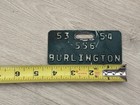 1953 Vintage Burlington Mass  Bicycle Bike License Plate Masschusetts Ma