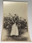 Rare Antique Vintage American Worker Girl   Adorable Pet Dog Snapshot Photo  Us 