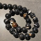 A Strip Ofmagic Tibetan Old Agate Natural Silkworm Line Totem Dzi Round Bead12mm