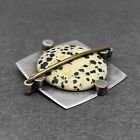 Vtg Terri Logan Modernist Sterling Caged Dalmatian Jasper Brooch Industrial 90s