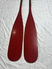 Vintage Pair 72    Beautiful Canoe Paddles  Old Red Paint  V solid  Use Or Decor