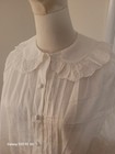 Nwt 80s Laura Ashley Cotton Victorian Blouse Button Sz 8 Ruffle Collar Pintuck