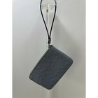 Coach Signature Embossed Leather Corner Zip Wristlet Blue Gray 67555