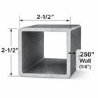 Square Steel Tubing-2-1 2  X 2-1 2  X 1 4   0 250  -select Length