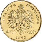 1892 Austria Gold 4 Florin 10 Francs  0933 Oz - Franz Joseph I - Bu - Restrike