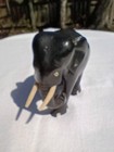 Vintage Hand Carved Wooden Elephant Statue With Tusks Very Nice Solid Wood 3 5   
