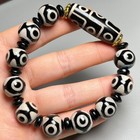 Tibetan Old Agate Dzi  9  Eyes 3 Eyes  Beads Bracelet T612
