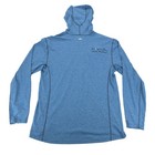 Simms Fishing Hoodie Mens L Heather Blue Pullover Logo Outdoors Fly Fishing