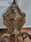 Antique Wall Sconce Brass Victorian Single Light Fixture With 2 Candelabras Plug