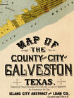 1890s City Plan Map Of Galveston Texas Galveston County - 20x30