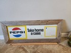 Vintage Antique Pepsi Soda Cola Tin Non Porcelain Store Double Sided Sign Wood