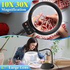 10x 30x Magnifying Glass With Light And Stand  72 Led 3 Color Modes Black 