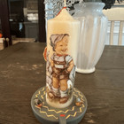 M j Hummel Hand Dipped Candle Boy   Goat With Anri Italy Candle Holder Vintage