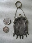 Antique Chatelaine Art Nouveau Silver Floral Frame Bru Doll Mesh Coin Purse