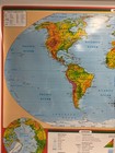 Pull Down School Maps 3 Layer World  U s  Vintage  Salvage  Old  Antique 