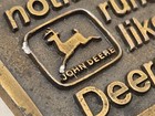 John Deere 1977 Vintage Nothing Runs Like A Deere Square Pewter Belt Buckle