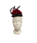 Fascinator Hat Veil Feather Hair Clip Rose Tea Party Pillbox Derby Babeyond  Red