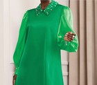Size 16 Ashro Green Formal Wedding Dinner Church Party Clarine Pearl Trim Dress