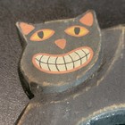 Vintage Hand Carved Wooden Halloween Black Cat Primitive Folk Art Arched Back
