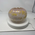 Antique Victorian Art Glass Rose Bowl Vase  Pink  Peach  Handpainted Fern Design
