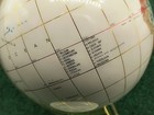 Vintage World Globe Brass Stand 16 5  Tall Gemstone Brass Inlay Ivory Color  Euc
