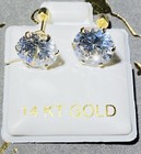 Solid 14k Yellow Gold Stud Earring Basket 2 Ct Round Ball Brilliant Studs 5mm