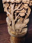 Antique Vintage Hand Carved Indian   Hindu   Asian Lamp Elephants In Forest  