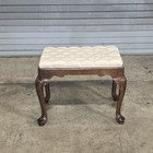 Ethan Allen Mahogany Queen Anne Footstool Bench Stool Tuflted Fabric